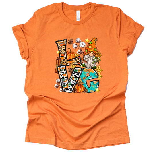 Autumn Fall Gnomes Love Graphic Tee - Cute Casual Style