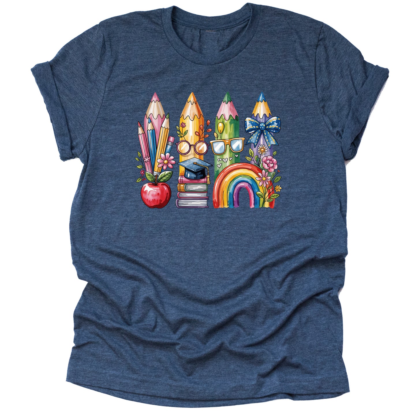 Back To School watercolor pencil brush stroke printed graphic shirt tee