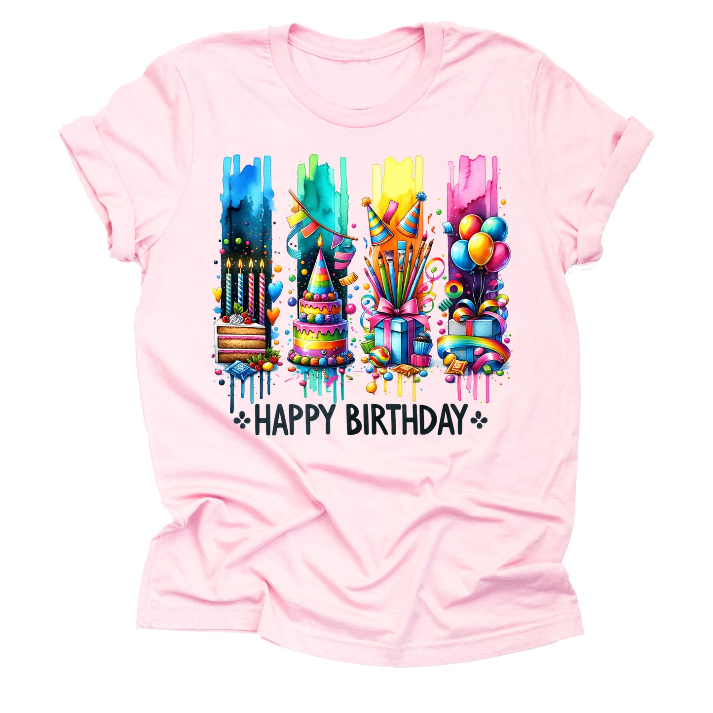 Happy Birthday Shirt with Unique Brush Stroke Design