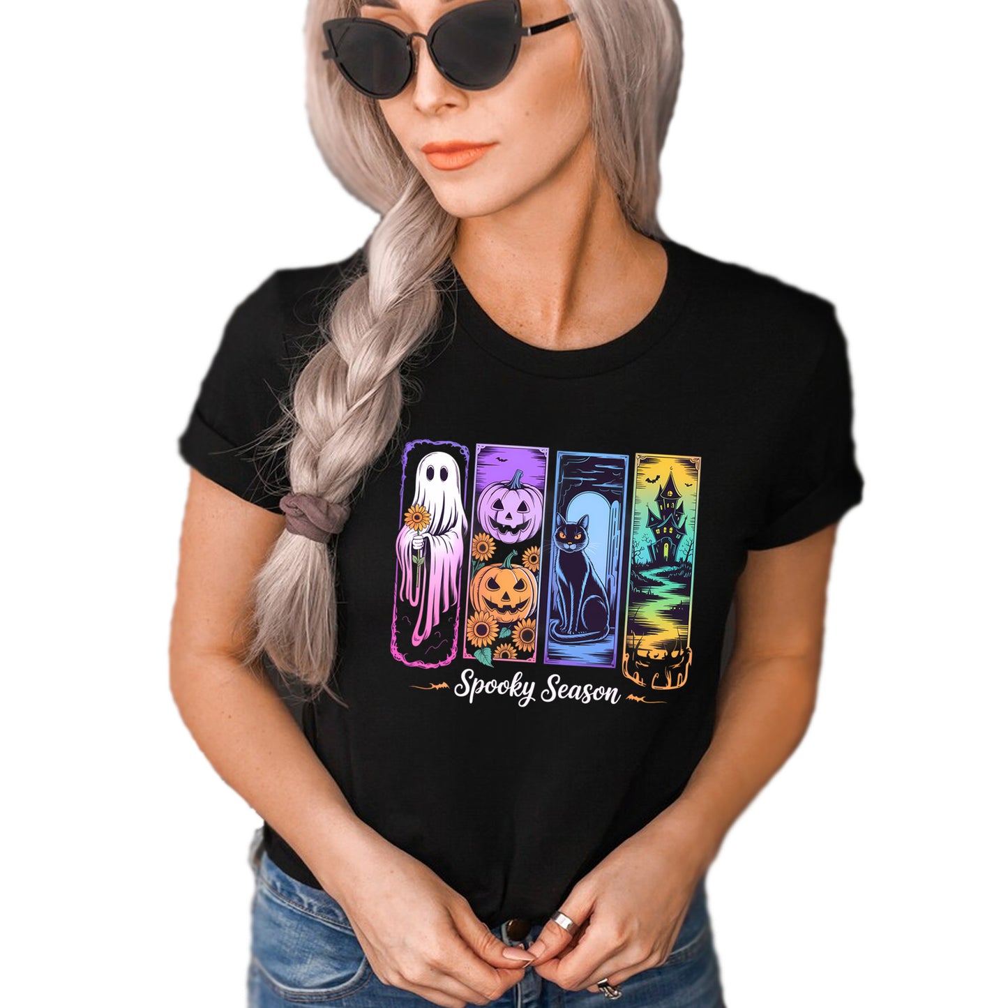 Spooky Season neon strokes Halloween glow printed graphic shirt tee