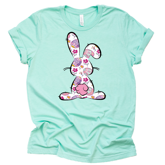 Floral Easter Bunny Shirt - Cute Graphic Tee for Women