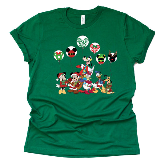 Disney Balloons Christmas Graphic Casual Short Sleeve Shirt