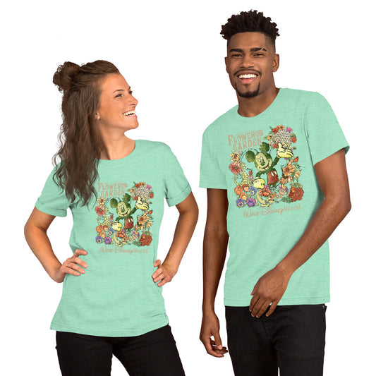 Mint green t-shirt with Disney mickey character and floral design