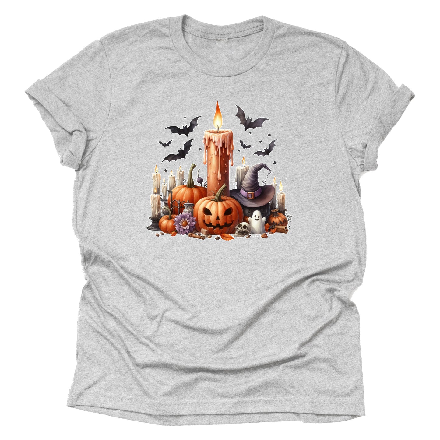 Halloween candle spooky fall pumpkin witchy aesthetic printed graphic shirt tee