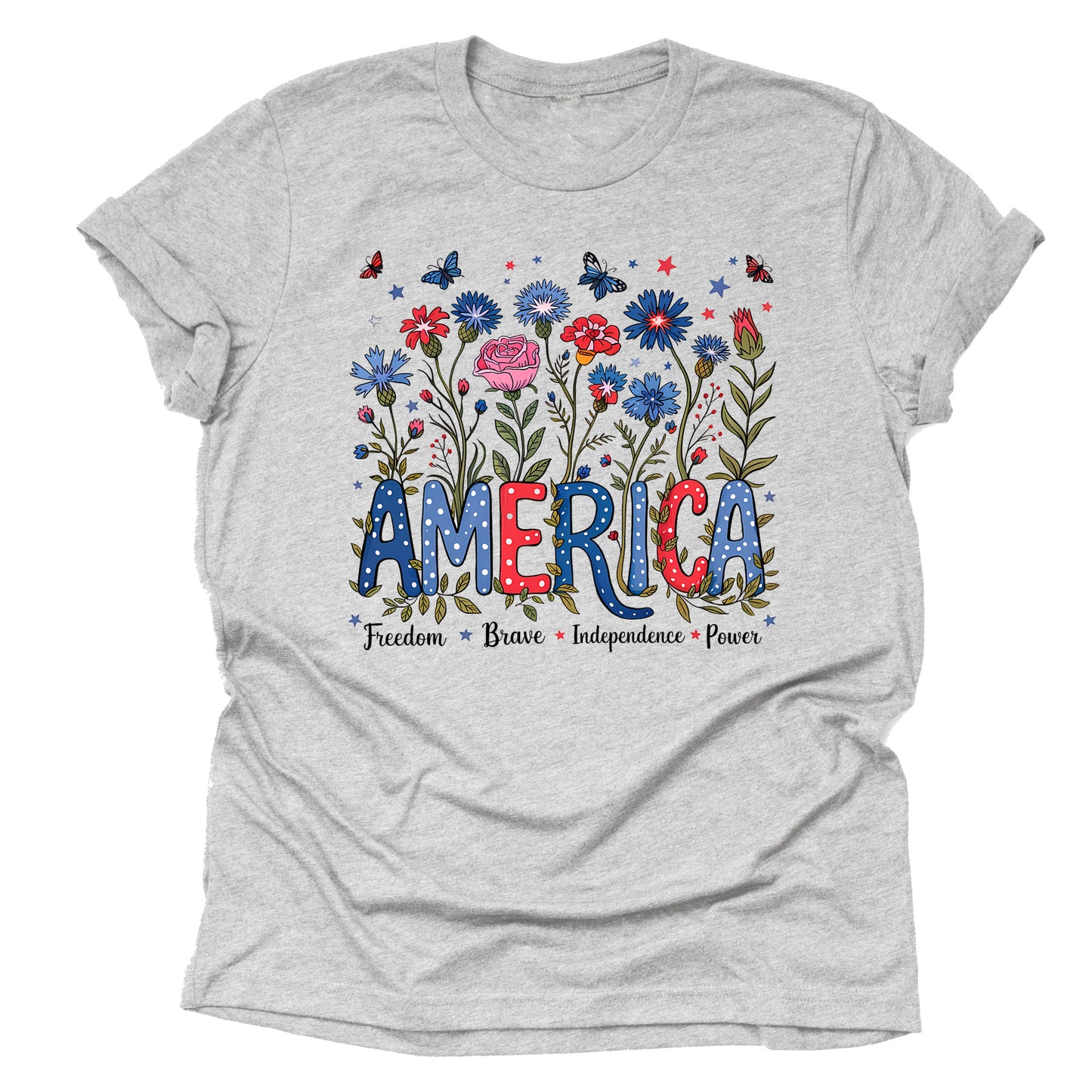Patriotic 1776 bow American flag printed graphic tee shirt