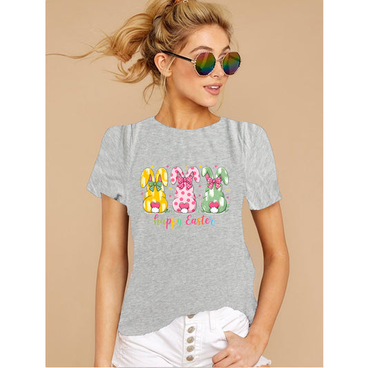 Happy Easter Bunnies Graphic Shirt for Women