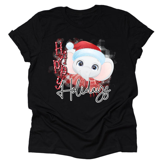 Happy Holidays Elephant Christmas Shirt - Festive Tee
