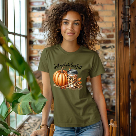 Fall Lover's Tee with Pumpkin & Leopard Print Details