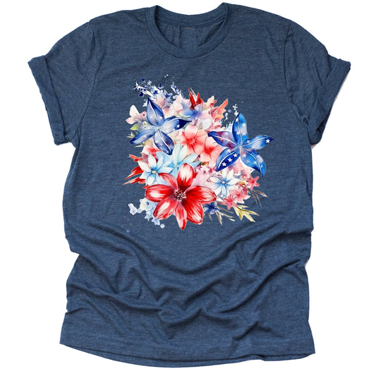 Patriotic big bow American flag printed graphic tee shirt