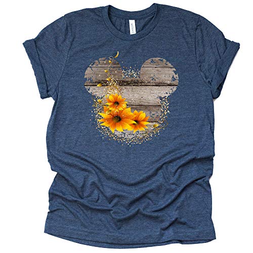 Driftwood Print Mickey Ears Sunflowers Shirt for Women & Teens