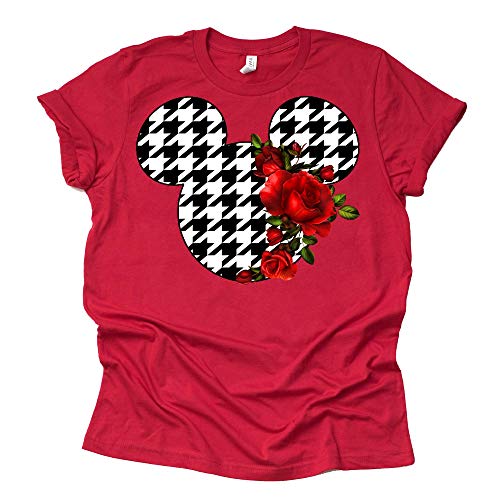 Mickey Ears Floral Houndstooth Print Shirt for Women