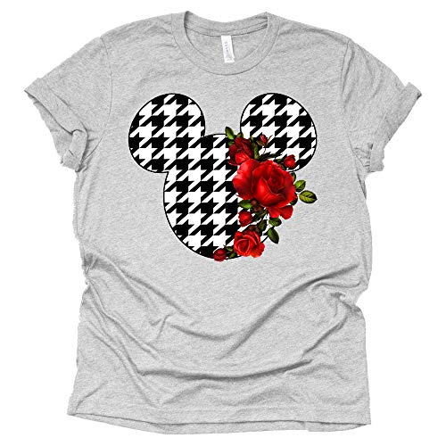Mickey Ears Floral Houndstooth Print Shirt for Women