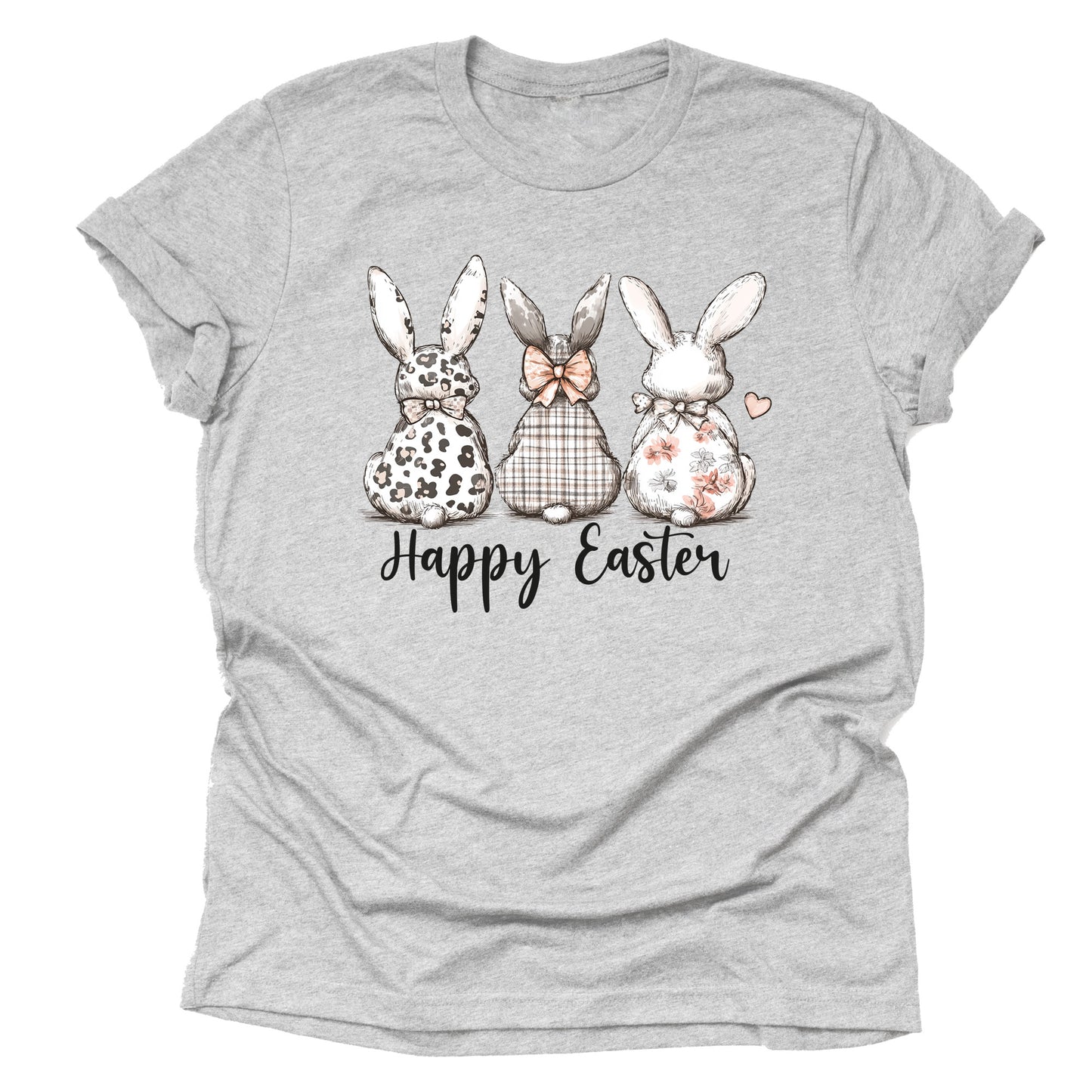 Happy Easter Bunnies Graphic T-Shirt Casual Short Sleeve