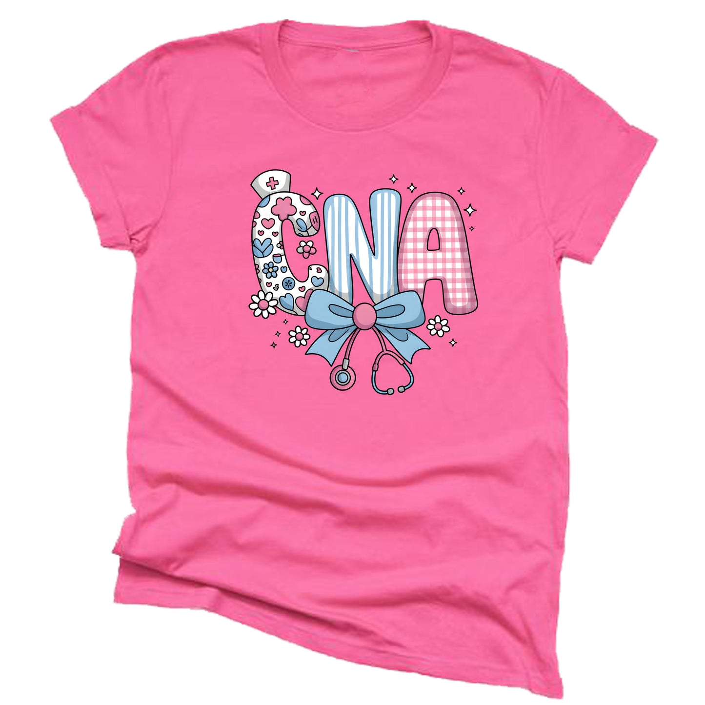 Light Blue CNA Nurse Shirt – Cute Bow Design Tee