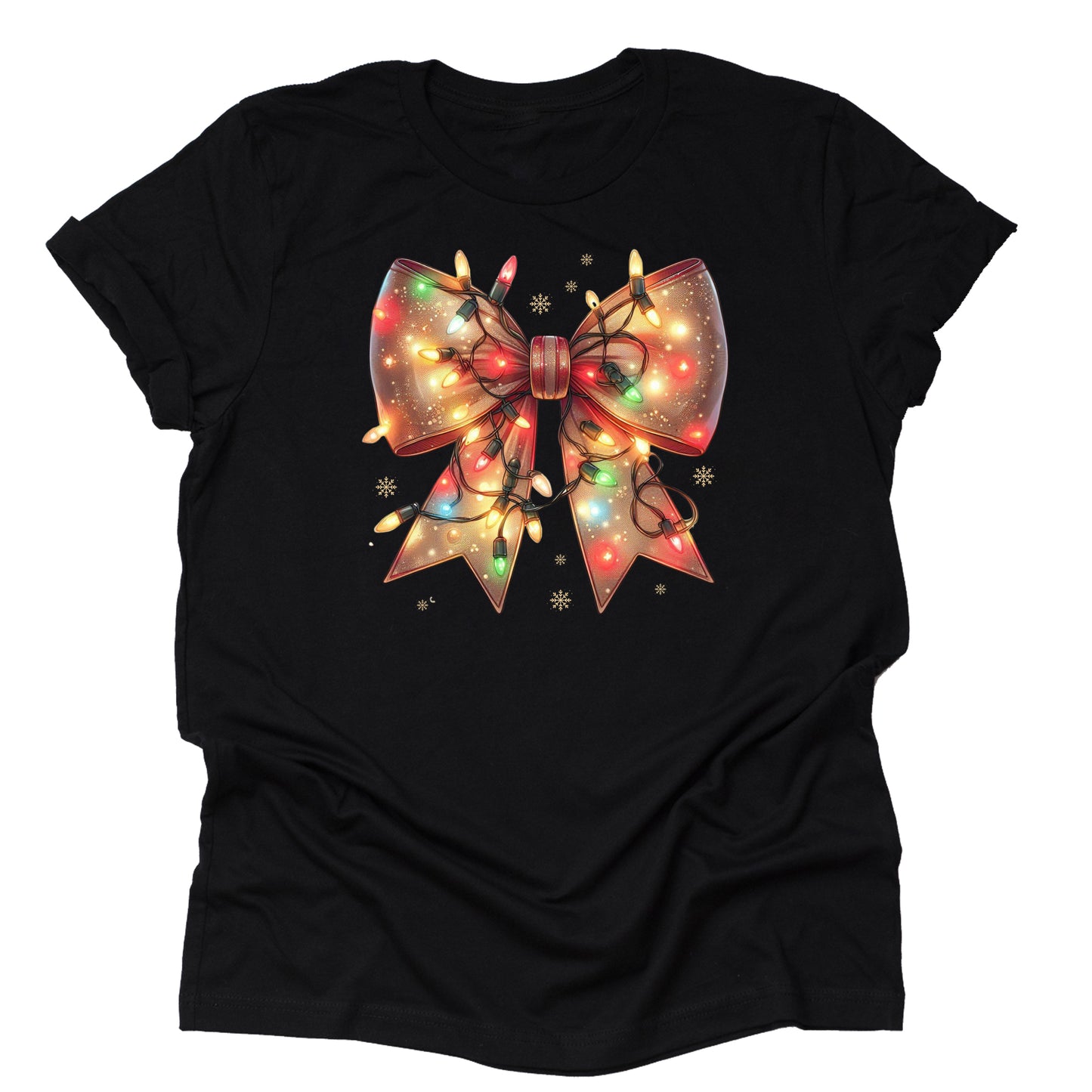 Christmas Lights Bow Short Sleeve Casual Shirt