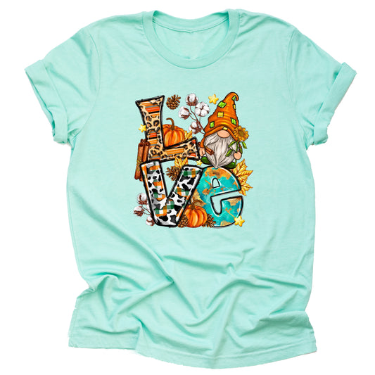 Autumn Fall Gnomes Love Graphic Tee - Cute Casual Style