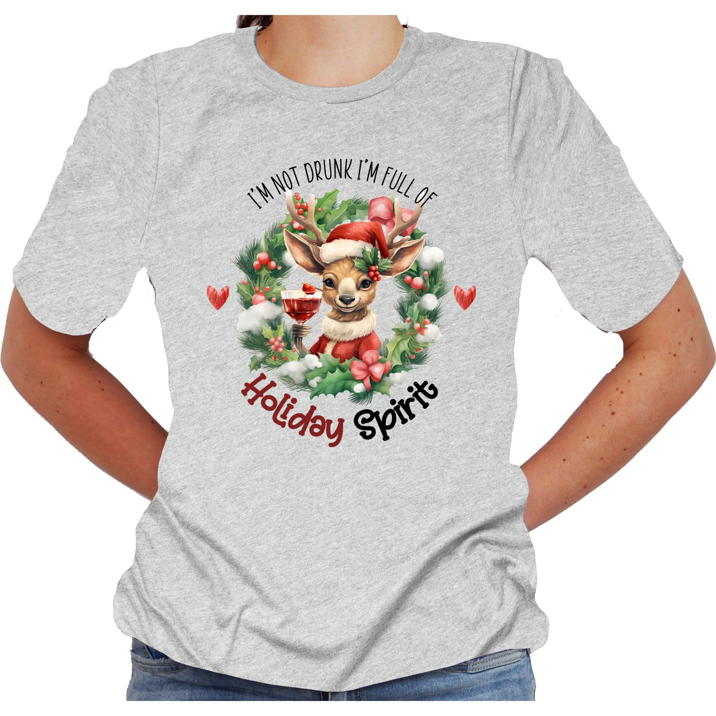 Holiday Spirit Christmas Shirt with Cute Reindeer