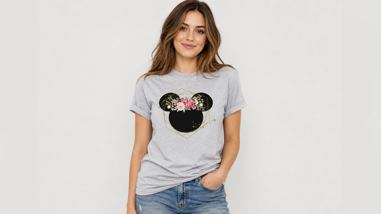 Floral Mickey Flower Shirt for Women & Teens - Boho Tee
