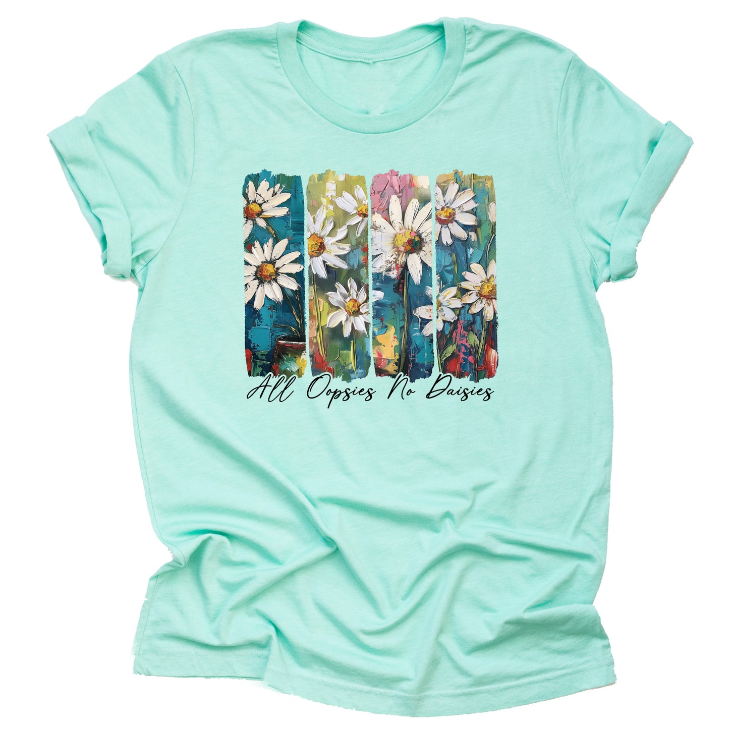 Cute Flower Graphic Loose T-Shirt - All Oopsies No Daisies