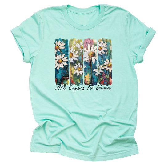 Cute Flower Graphic Loose T-Shirt - All Oopsies No Daisies
