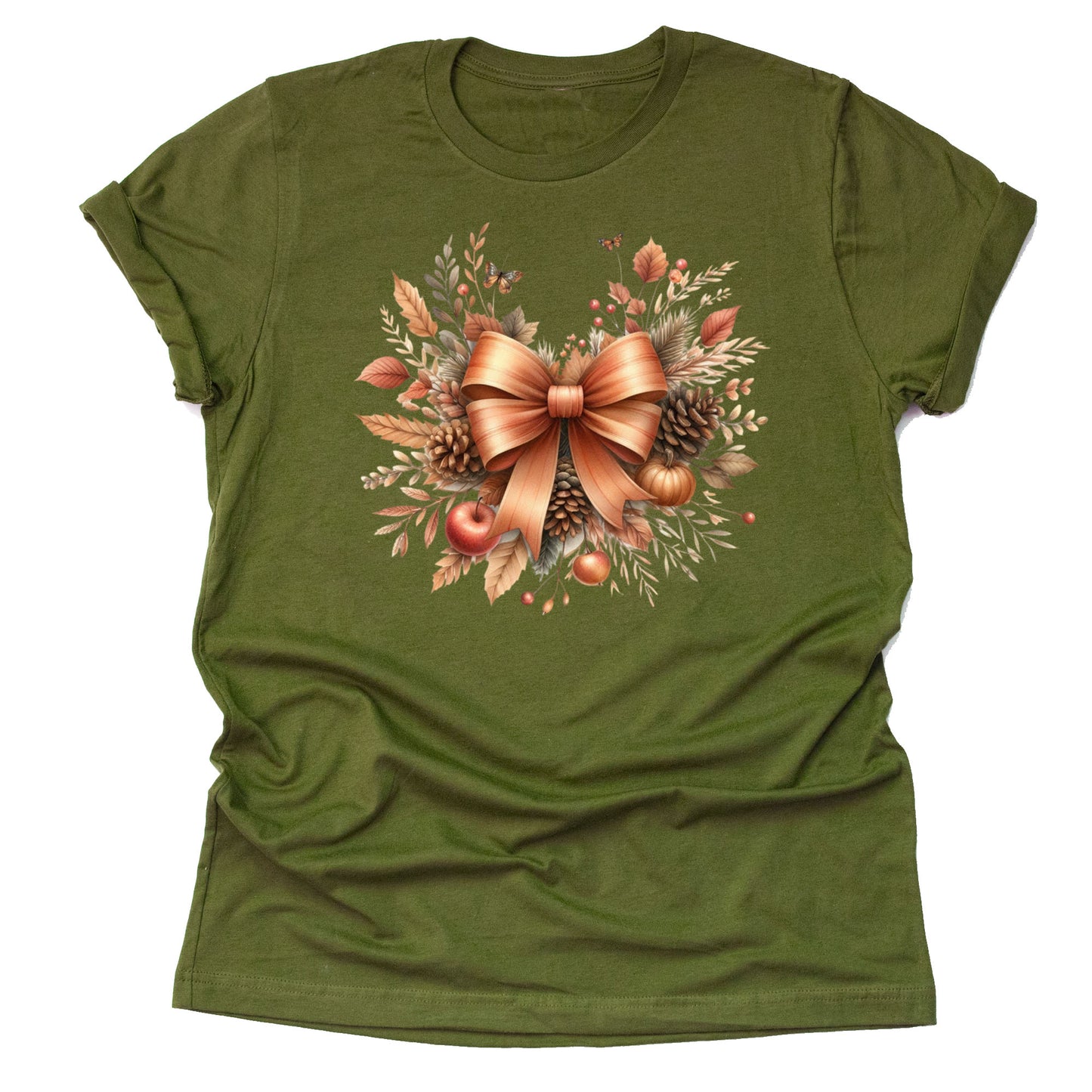 Autumn Bow T-Shirt Casual Short Sleeve for Fall | Amazing Retro