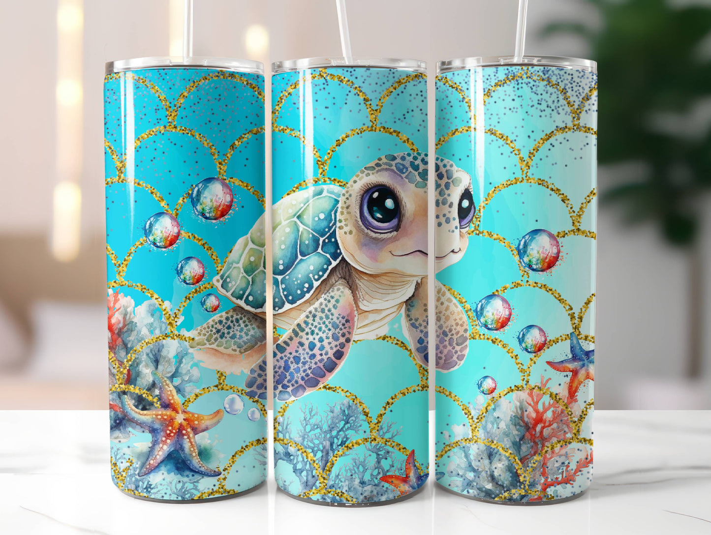 Baby Sea Turtles Insulated Tumbler with Lid & Straw | Travel Mug