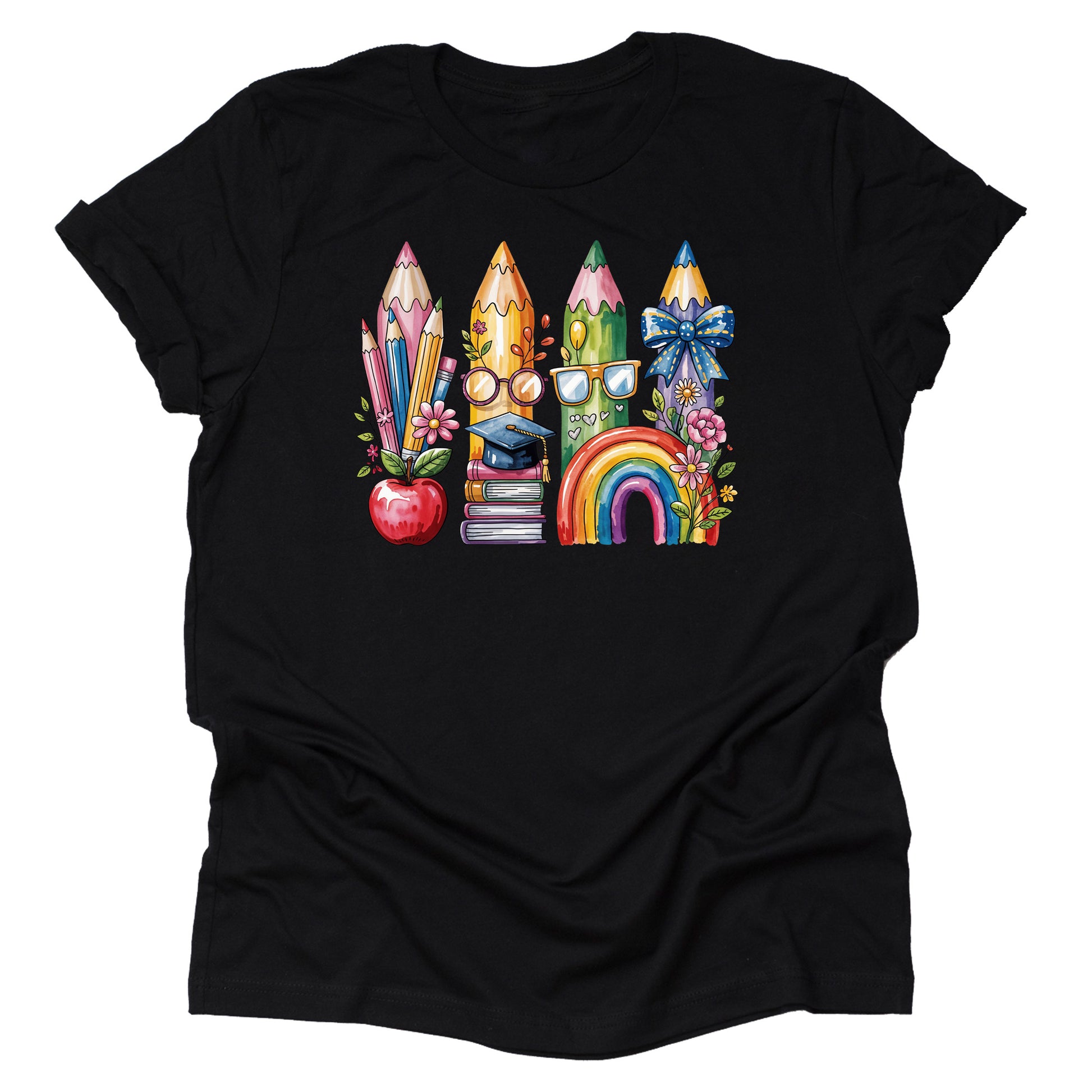 Back To School watercolor pencil brush stroke printed graphic shirt tee
