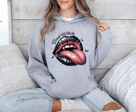 Bad Witch Pink Lip Long Sleeve Halloween Hoodie