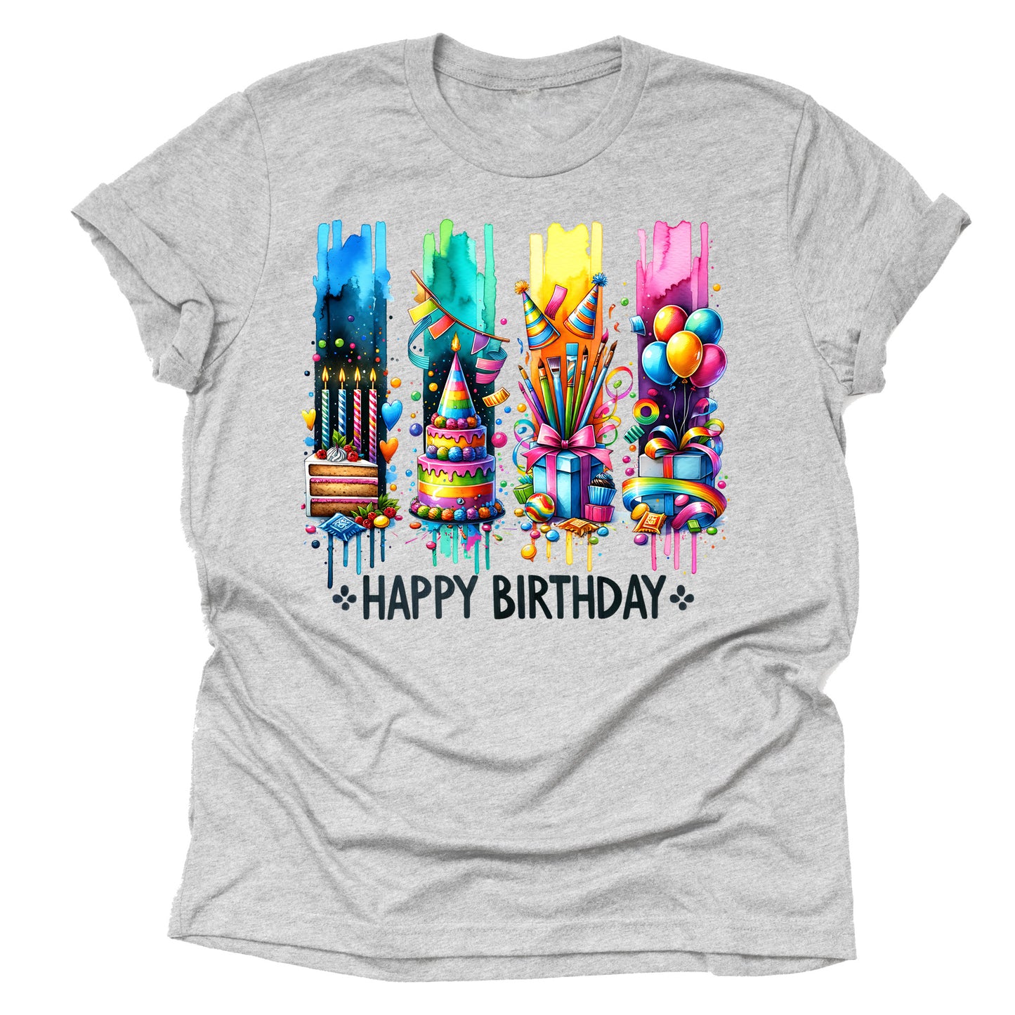 Happy Birthday Shirt with Unique Brush Stroke Design