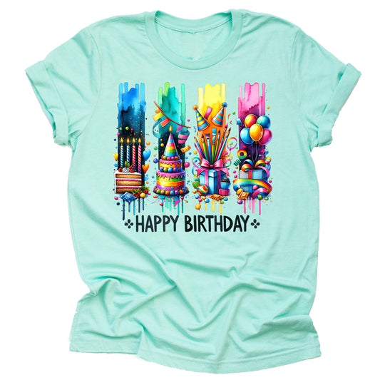 Happy Birthday Shirt with Unique Brush Stroke Design