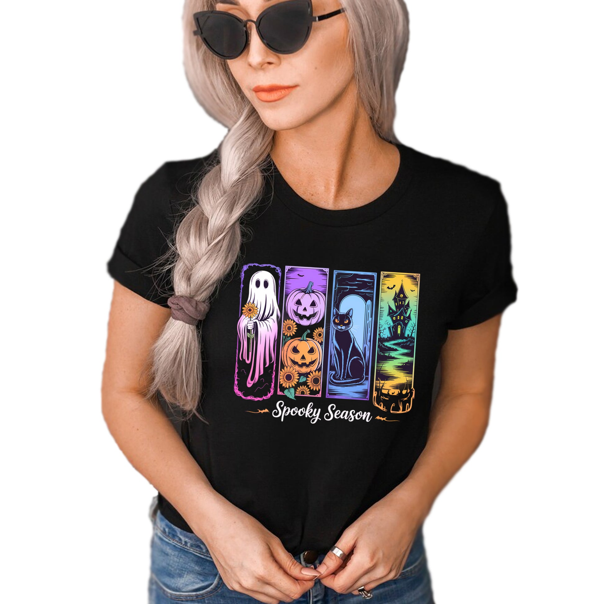 Spooky Season neon strokes Halloween glow printed graphic shirt tee