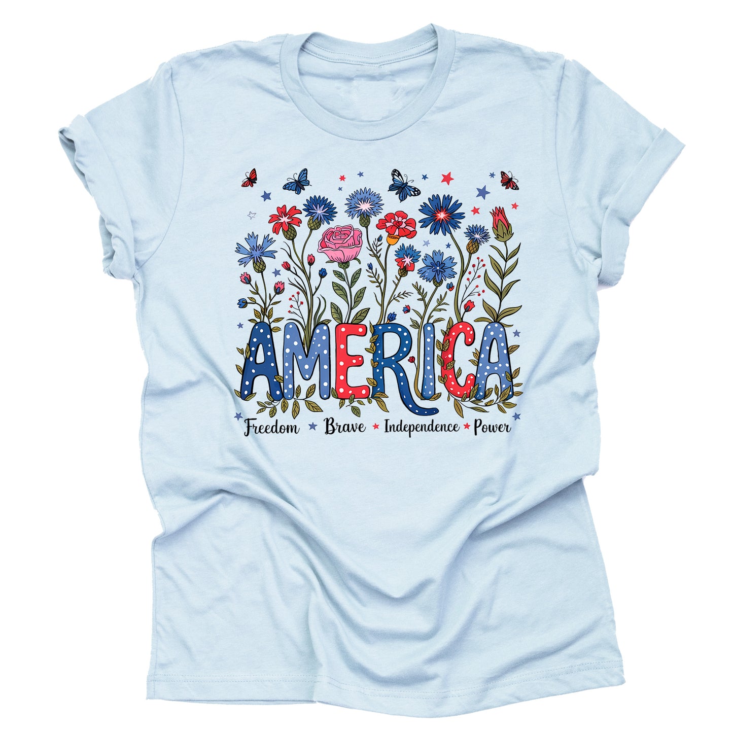 Patriotic 1776 bow American flag printed graphic tee shirt