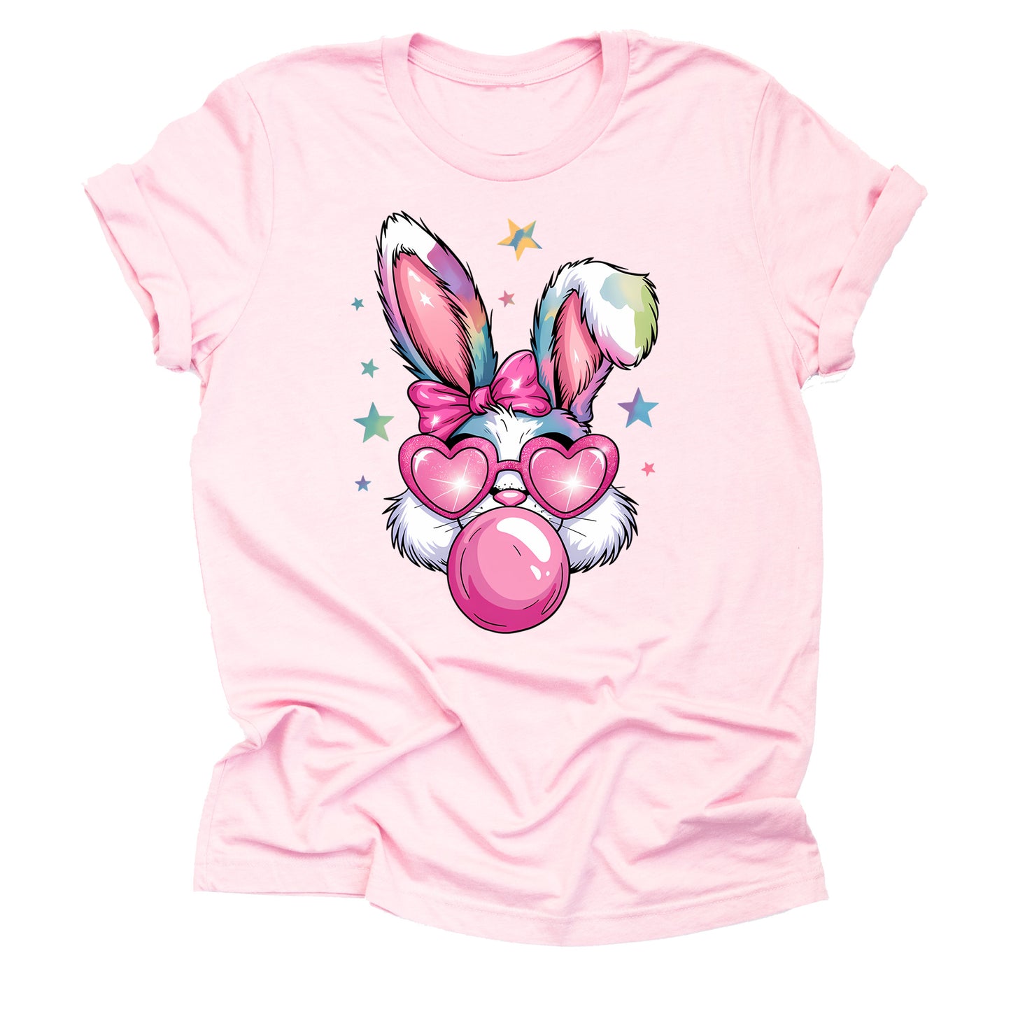 Bunny Bubble Gum Easter Shirt, Short Sleeve Casual Tee