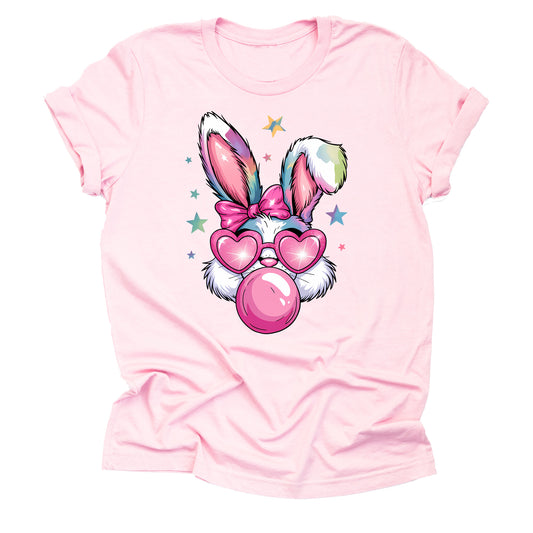 Bunny Bubble Gum Easter Shirt, Short Sleeve Casual Tee