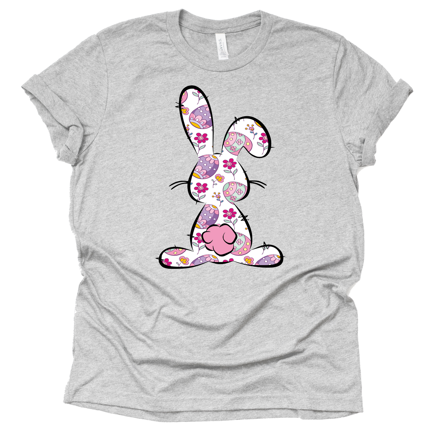 Floral Easter Bunny Shirt - Cute Graphic Tee for Women