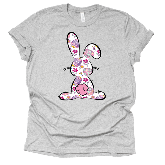 Floral Easter Bunny Shirt - Cute Graphic Tee for Women