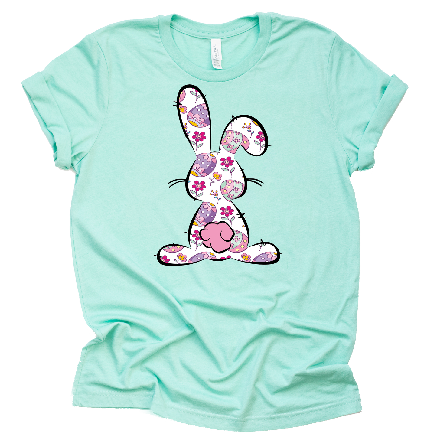 Floral Easter Bunny Shirt - Cute Graphic Tee for Women