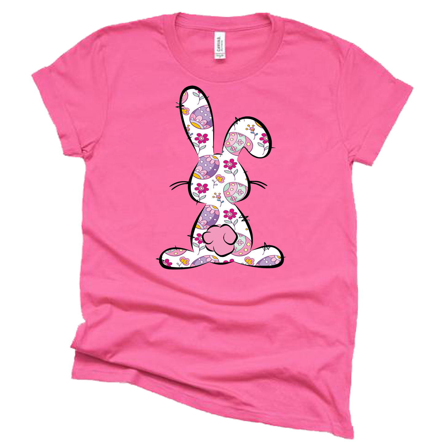 Floral Easter Bunny Shirt - Cute Graphic Tee for Women