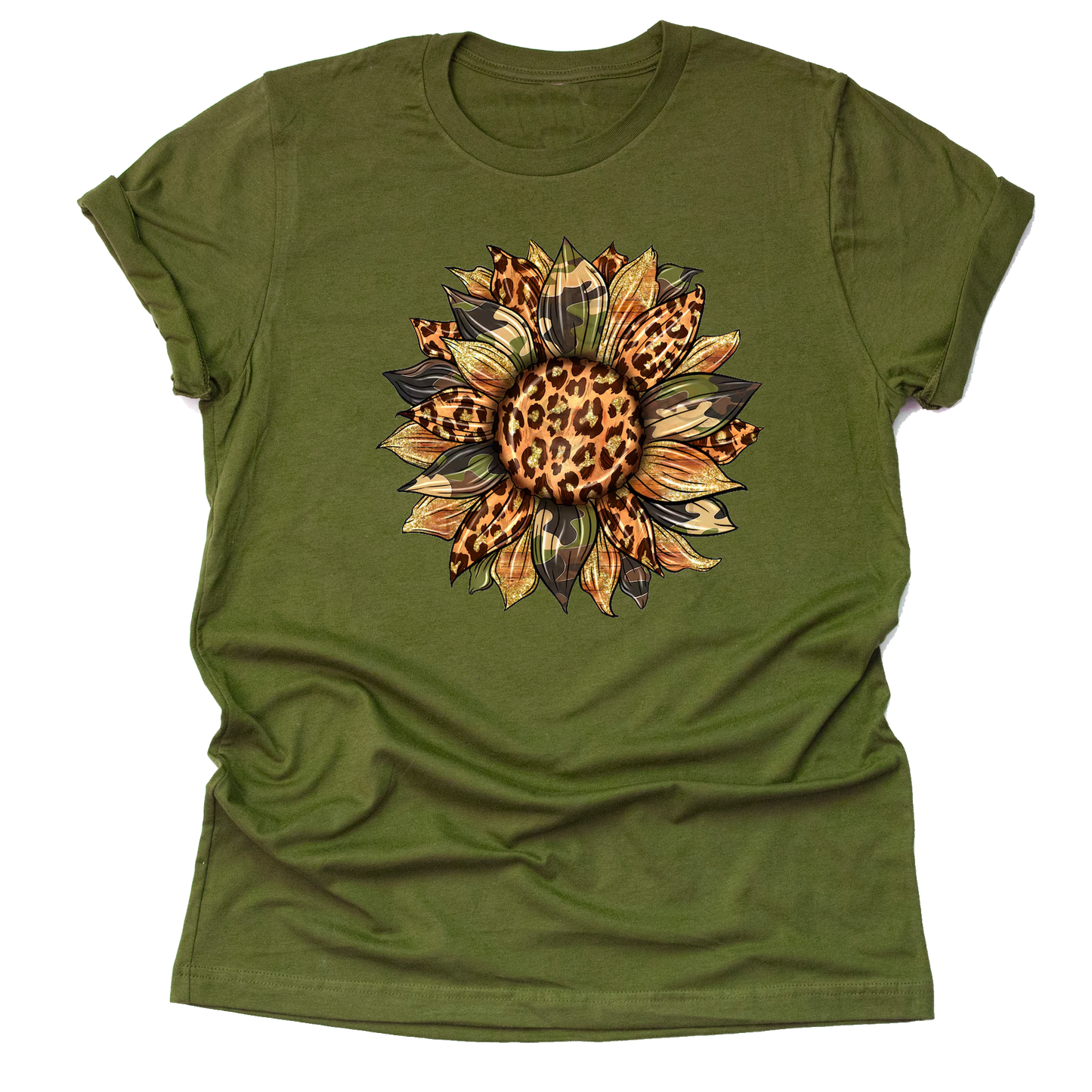 Autumn Camo Sunflower T-Shirt with Cute Graphic Design