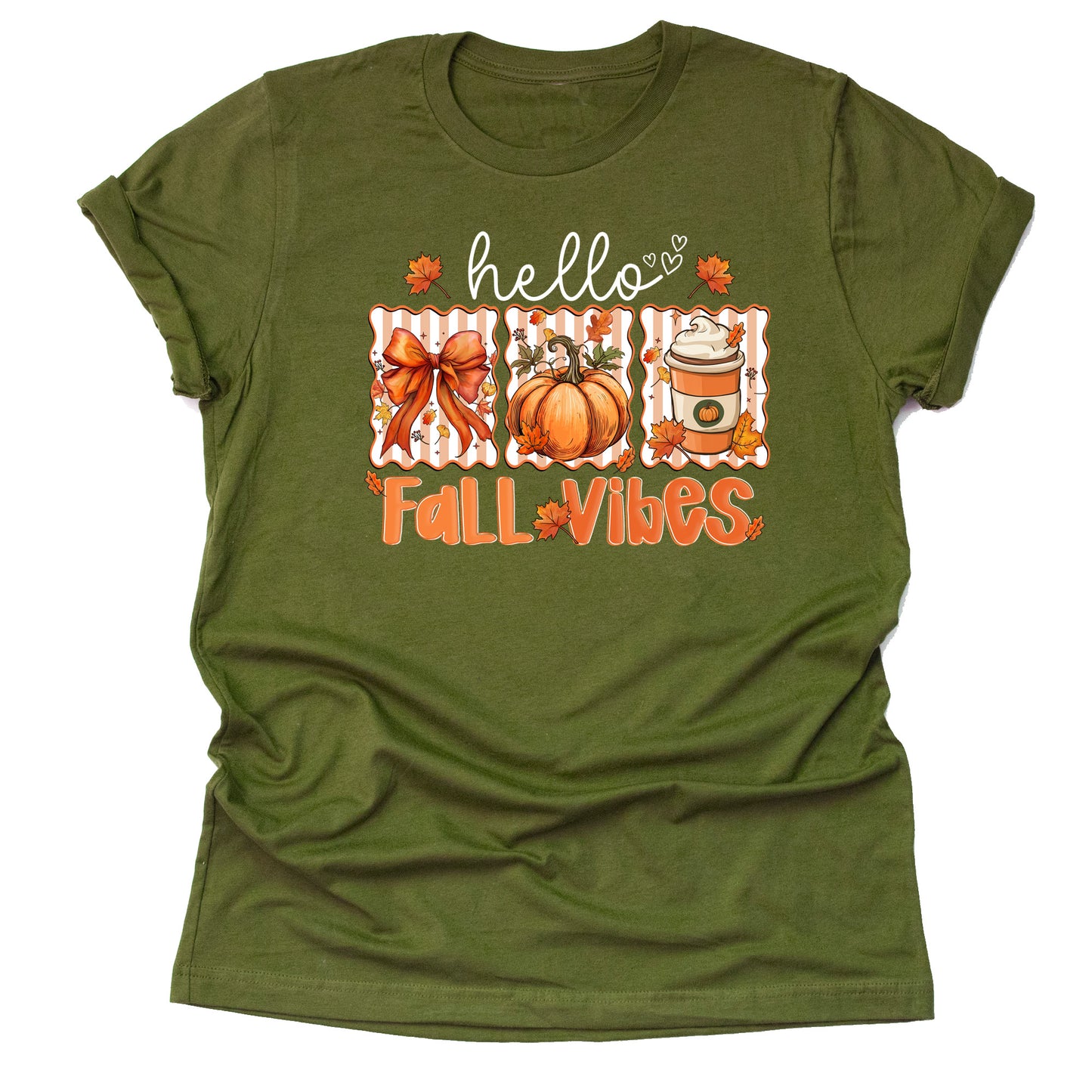 Cozy Fall Vibes coffee cute bow autumn printed graphic shirt tee