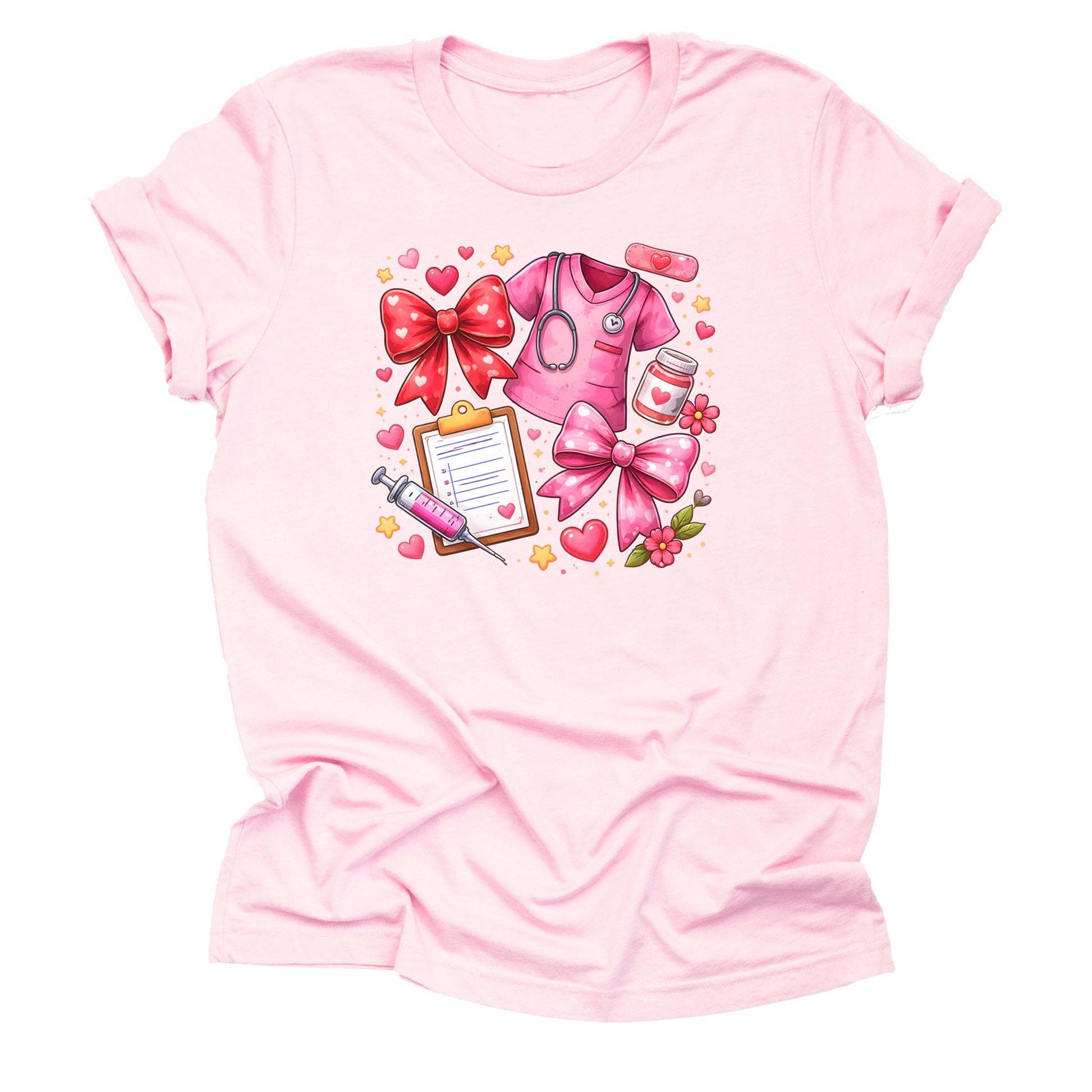 Cute pink nurse shirt with “Scrub Life” design for RN nurses and healthcare workers