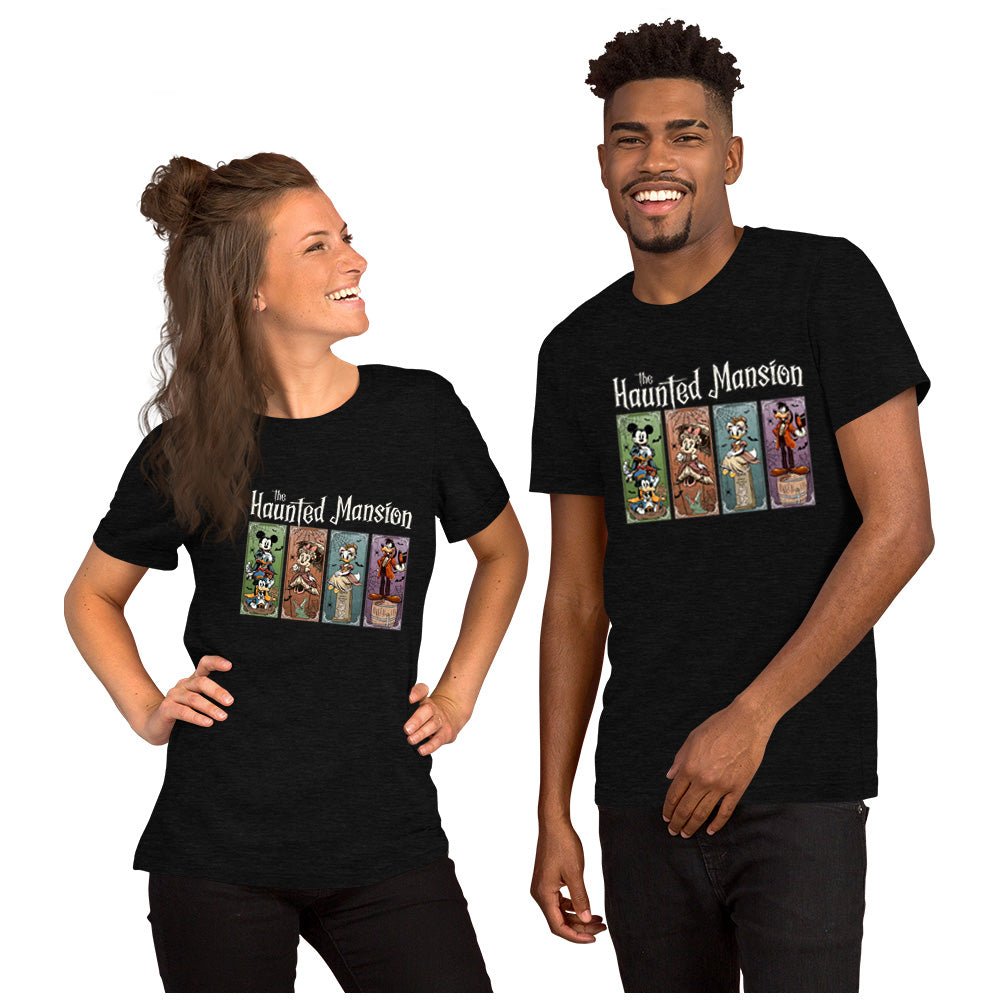Disney Haunted Mansion characters spooky graphic tee inspired by classic attraction design