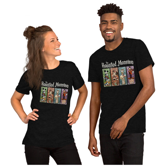 Disney Haunted Mansion characters spooky graphic tee inspired by classic attraction design