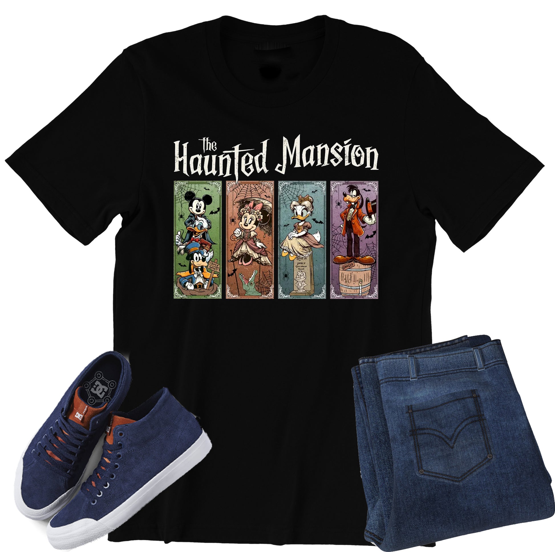Disney Haunted Mansion characters spooky graphic tee inspired by classic attraction design