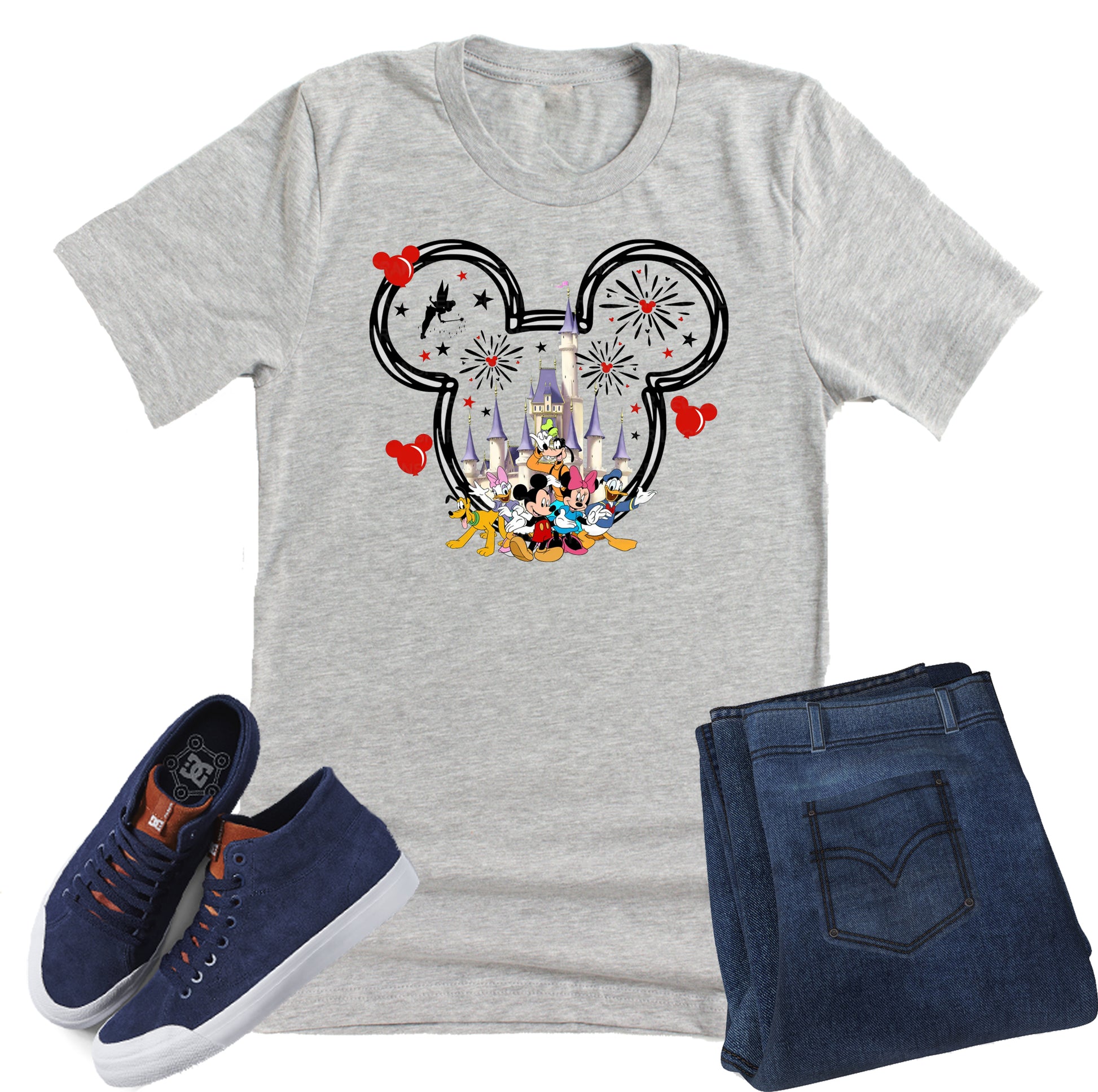 Disney Mickey Minnie family trip printed graphic tee for theme park vacation outfits