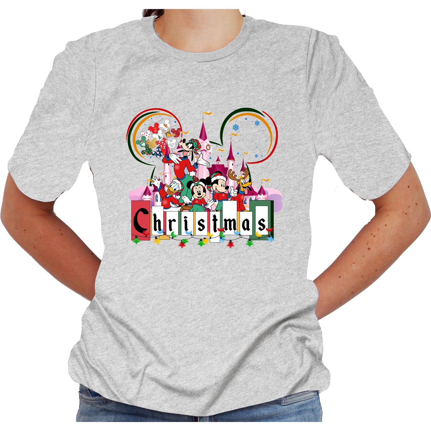 Disney Christmas Characters Graphic Short Sleeve Shirt