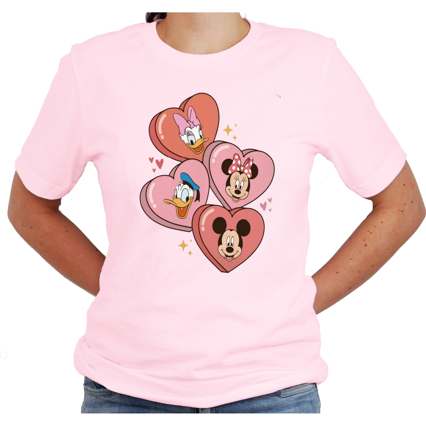 Mickey Candy Hearts Valentine Graphic Casual Shirt
