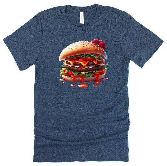 Funny cheeseburger BBQ cookout food lover printed graphic shirt tee