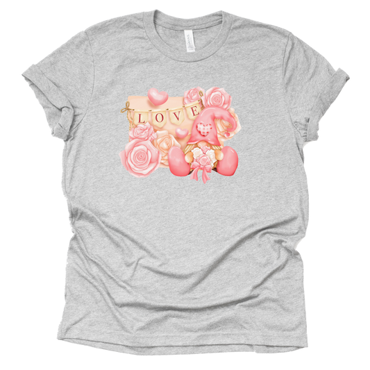 Love Roses Gnome Shirt for Valentine's Day – Cute Hearts Tee