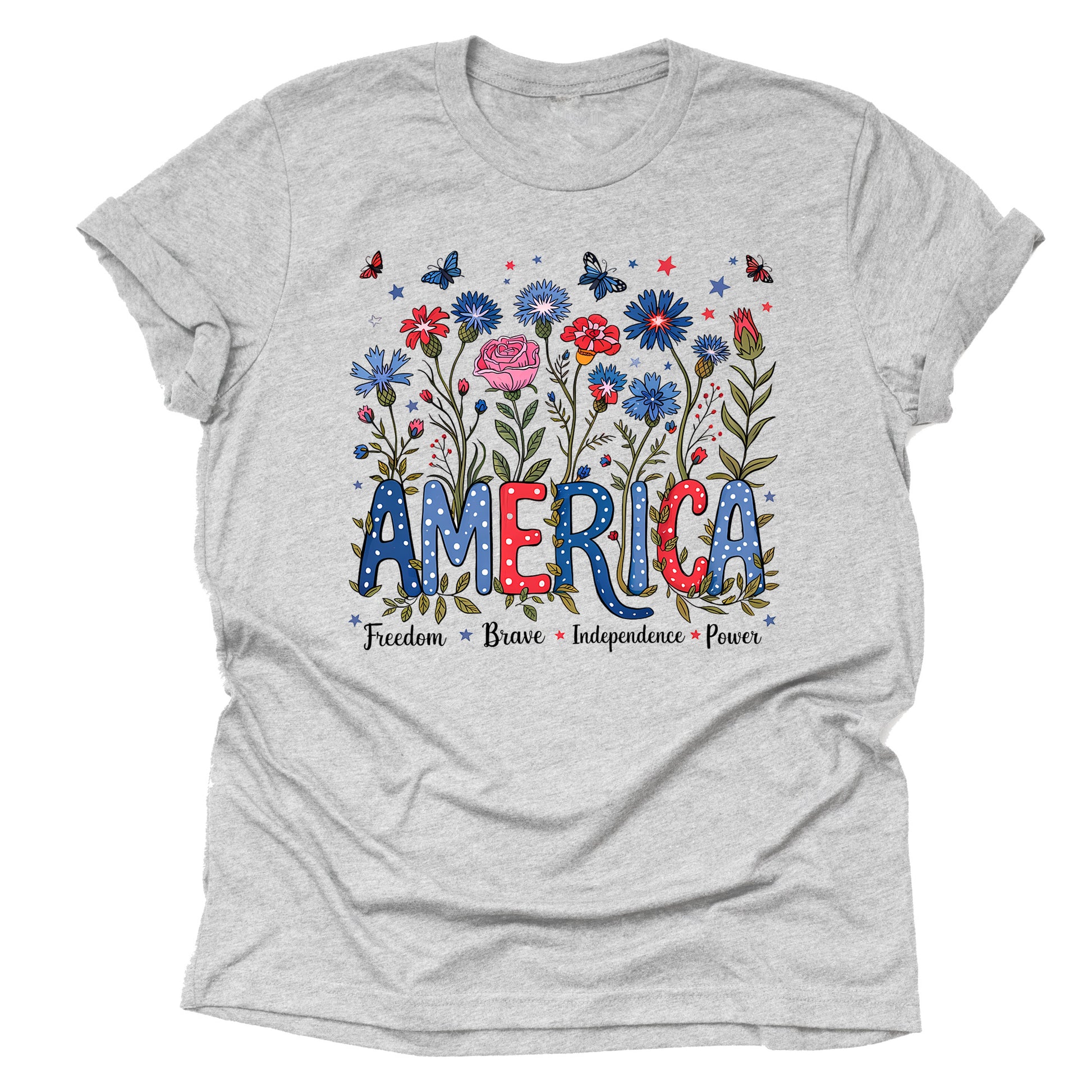 Patriotic 1776 bow American flag printed graphic tee shirt